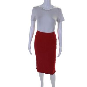 Agnes B Womens Flat Front Pull On Knee Length Pencil Skirt Red Cotton Size 1